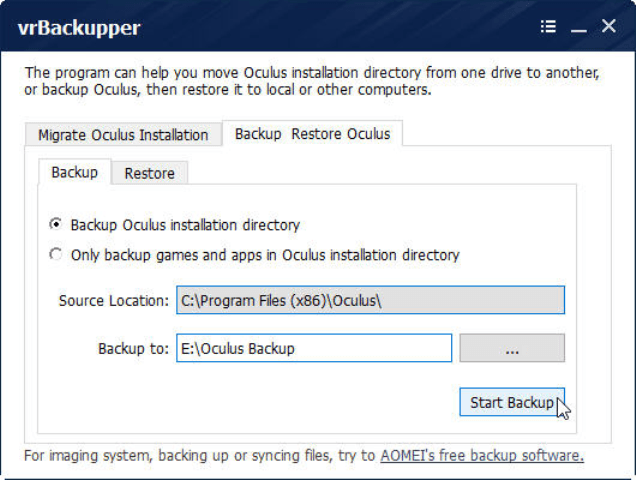 vrBackupper AOMEI
