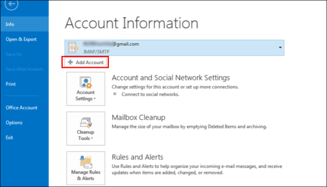 Configuring Gmail Account in Outlook