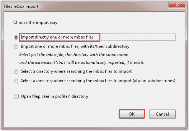 Import directly one or more MBOX files