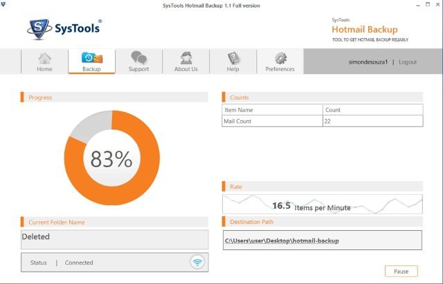 backup Hotmail emails to hard-drive