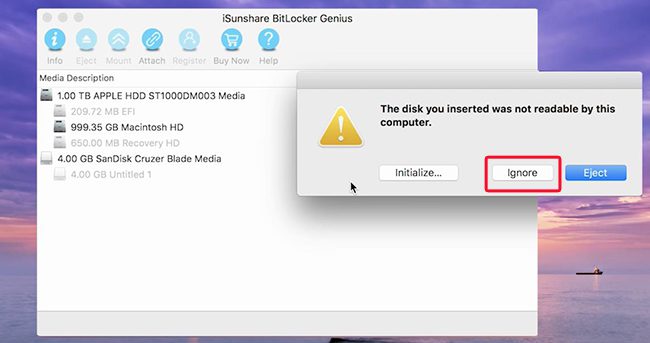 bitlocker disk error in mac