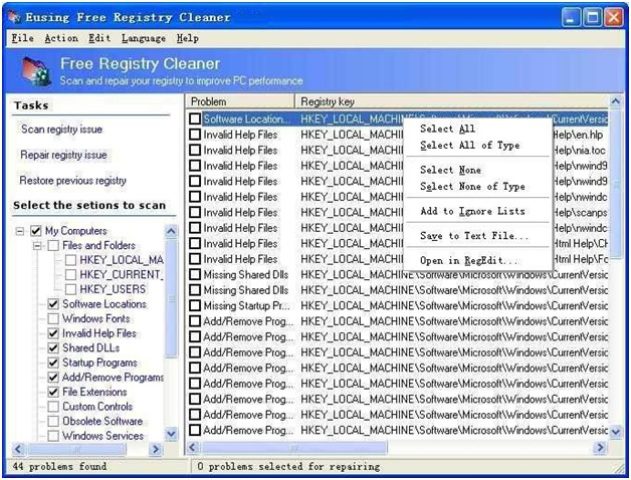 Eusing Free Registry Cleaner