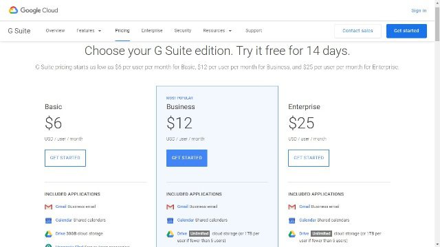 GSuite pricing