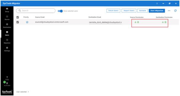 start the transfer of OneDrive for business files to another account