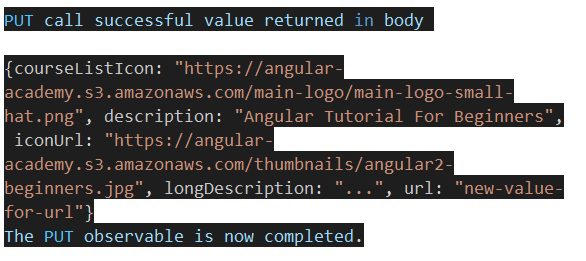 PUT call successful value returned in body