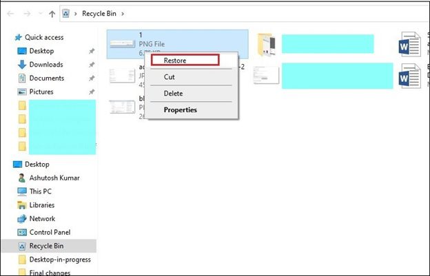 Recover deleted files from Recycle Bin
