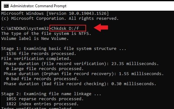 Recover deleted files with Command Prompt step one