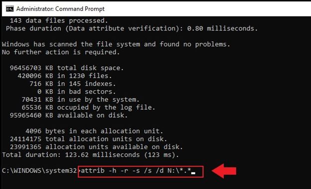 Recover deleted files with Command Prompt step two