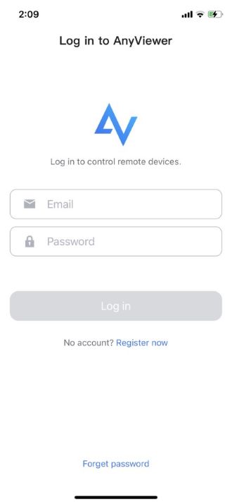 AnyViewer mobile log in